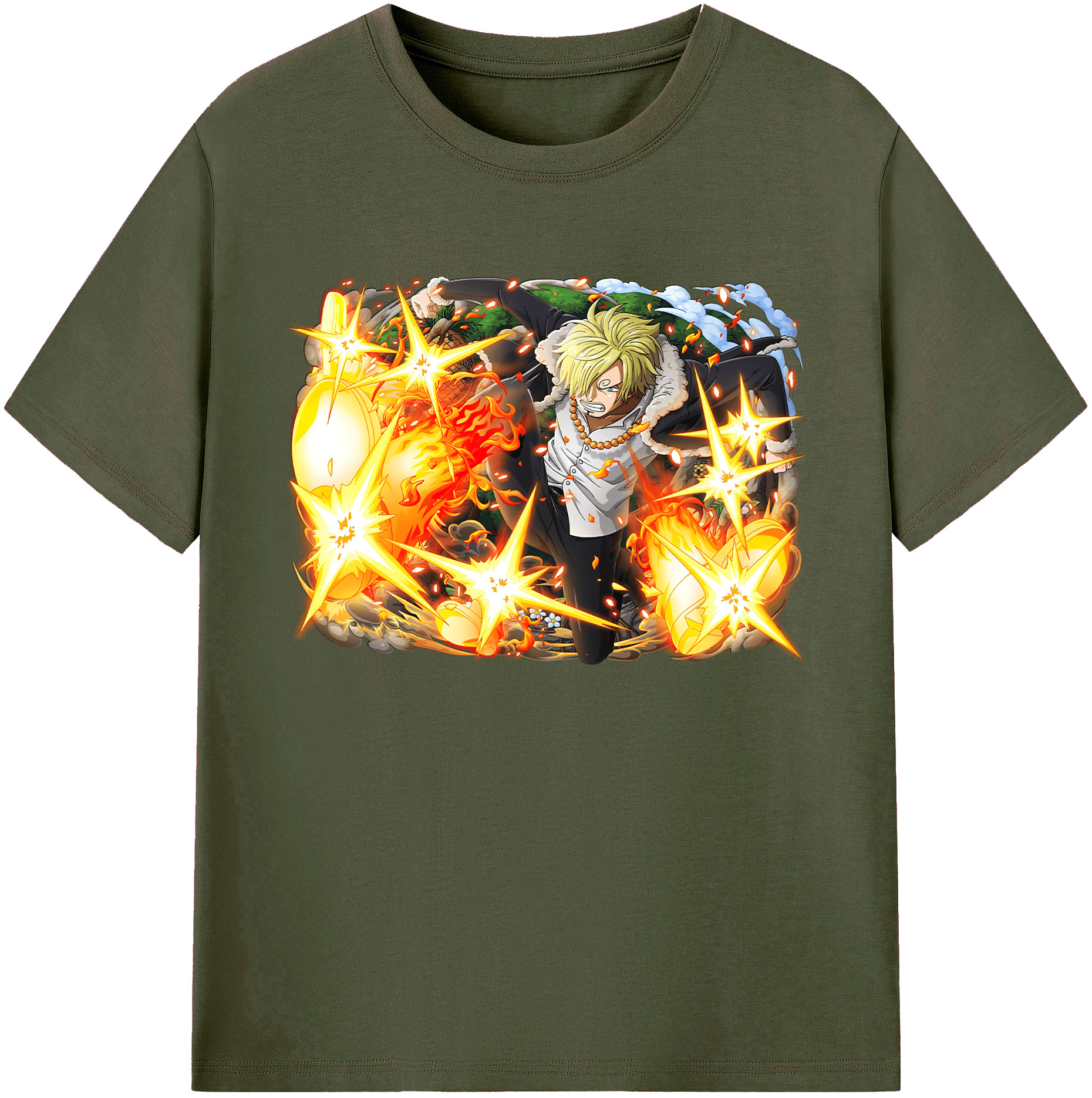 （画像用） ワンピース サンジ ONE PIECE Sanji 綿100％ メンズ半袖Tシャツ｜肌触りやわらか＆通気性